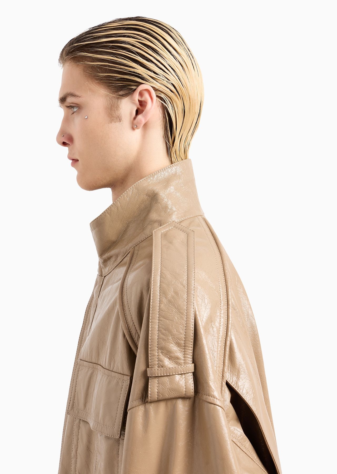 Oversized-fit blouson in lacquered nappa lambskin - 7