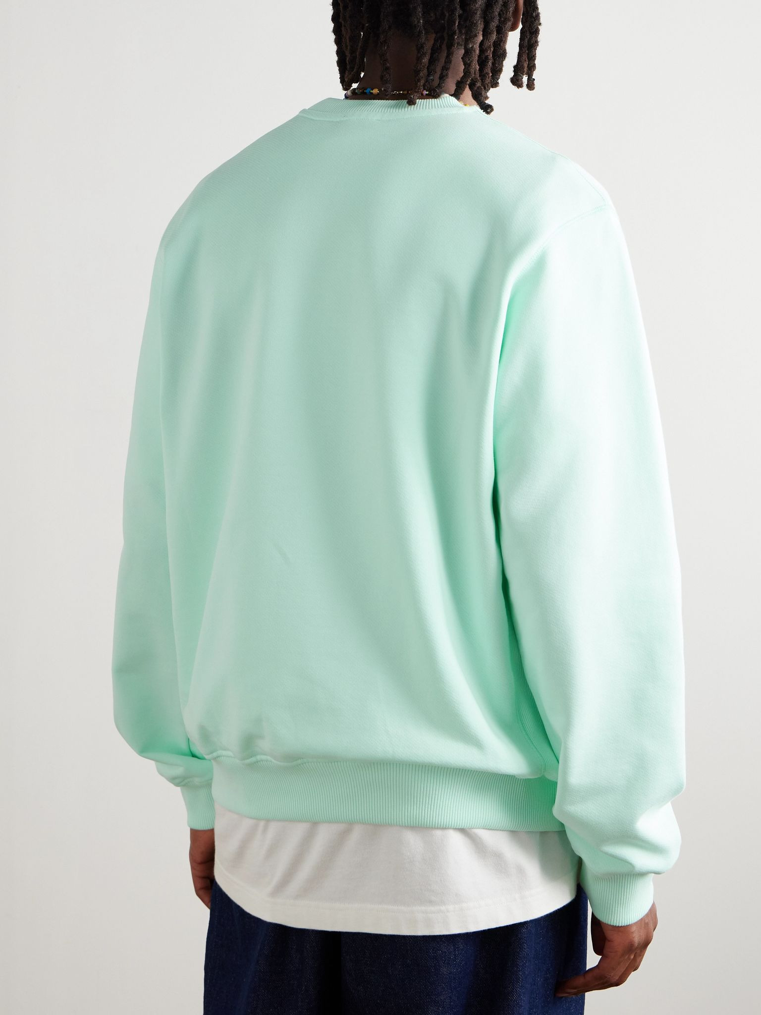 Sunset Valley Logo-Appliquéd Organic Cotton-Jersey Sweatshirt Green - 3