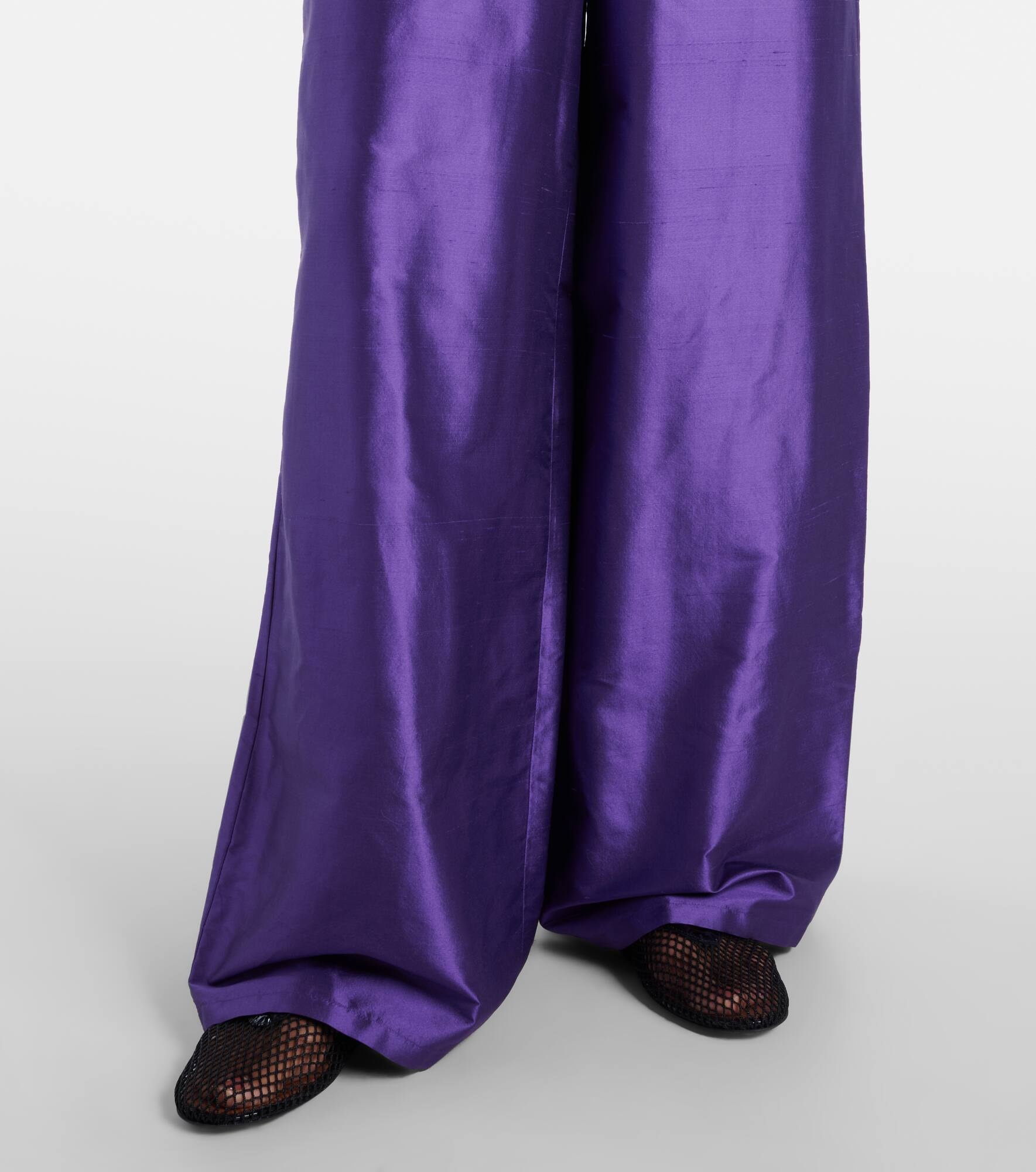 Avio high-rise silk satin wide-leg pants - 5