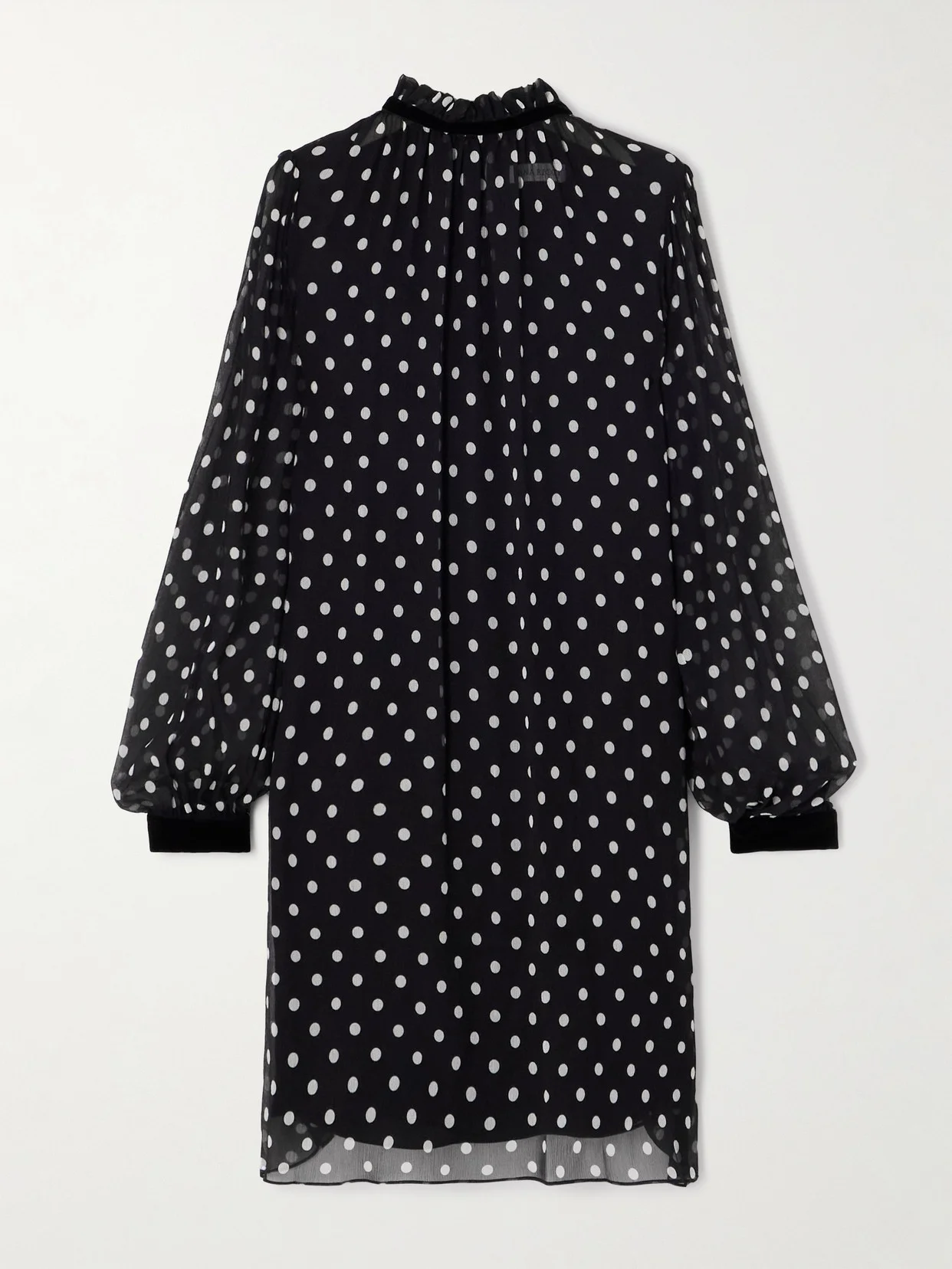 Velvet-trimmed Polka-dot Silk-crepon Mini Dress - 1
