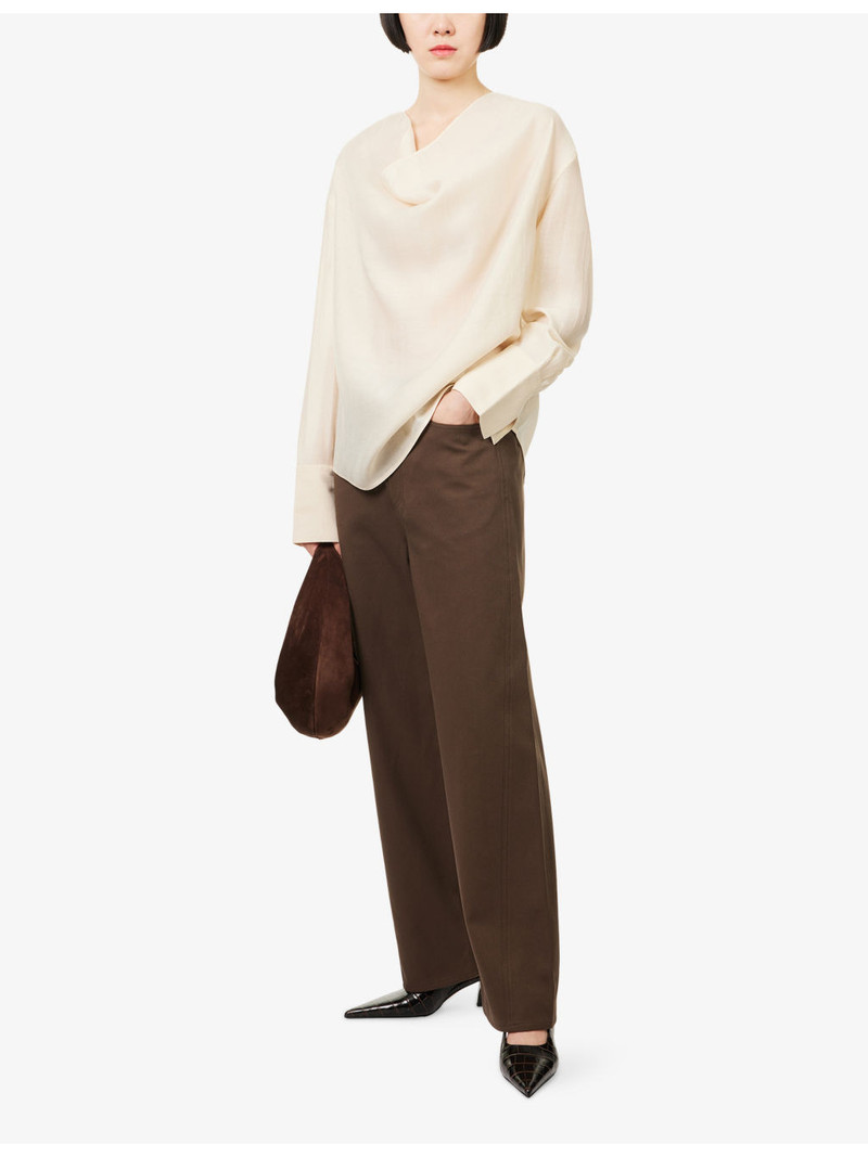TOTEME Twisted-Seam Wide-Leg Cotton-Poplin Trousers outlook