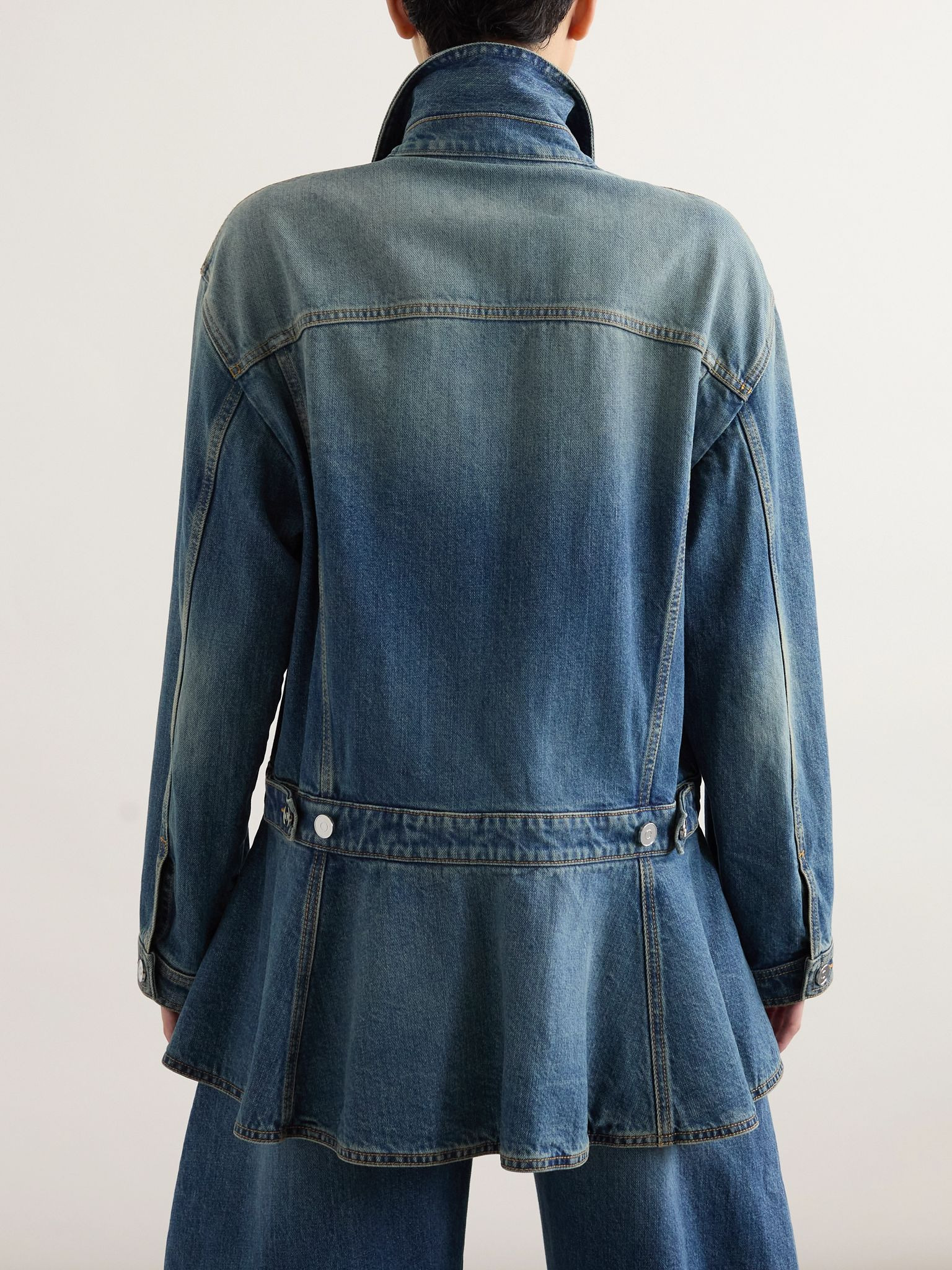 Belted denim peplum jacket Blue - 3
