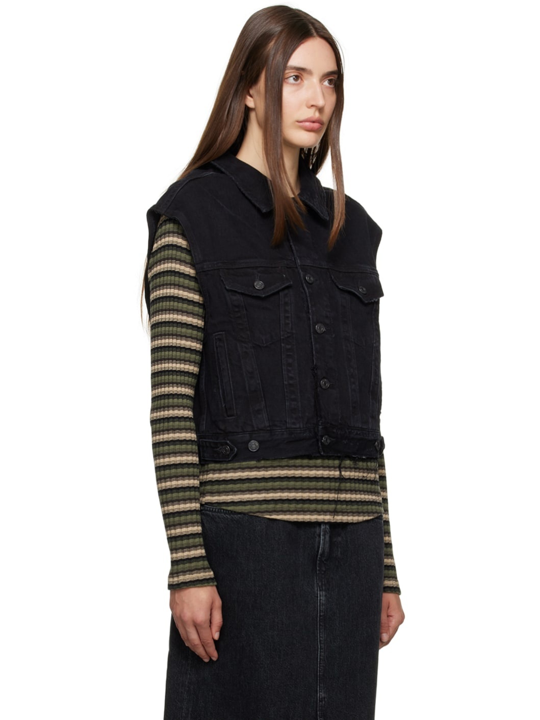 Black Charli Denim Vest - 2