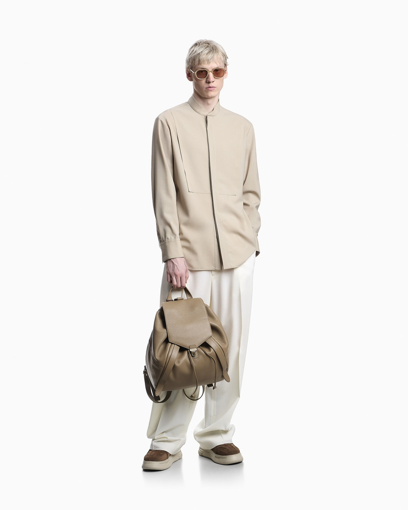 GURU-COLLAR SHIRT IN SOFT-FINISH VIRGIN-WOOL CANVAS 2