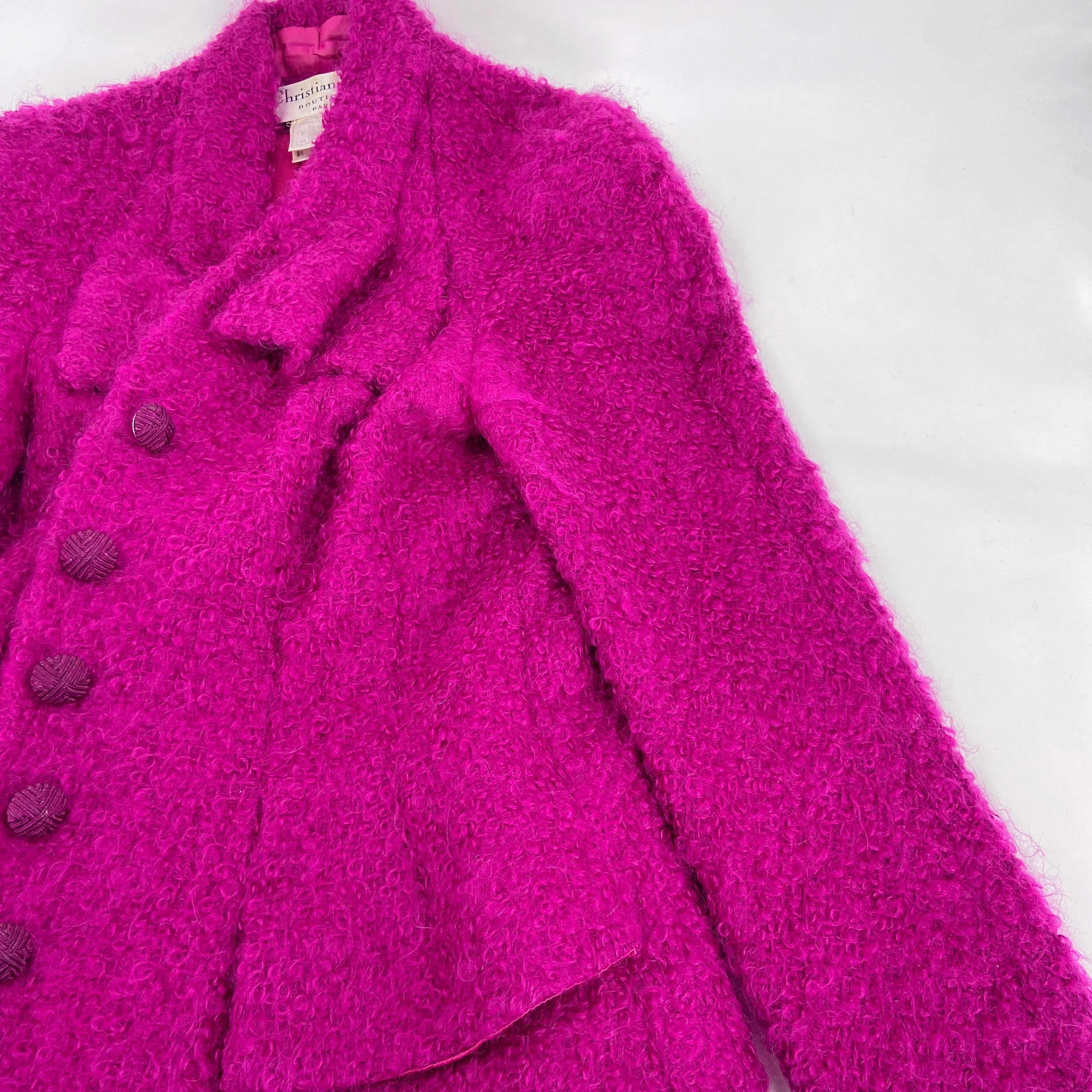 Christian Dior Fall 1997 John Galliano Fuschia Mohair Bar Jacket Skirt Suit - 13
