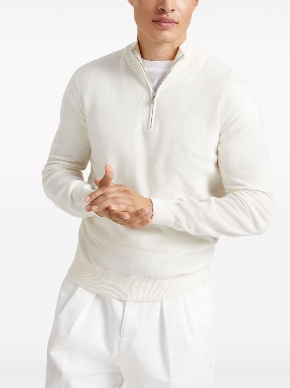funnel-neck cashmere polo shirt - 3