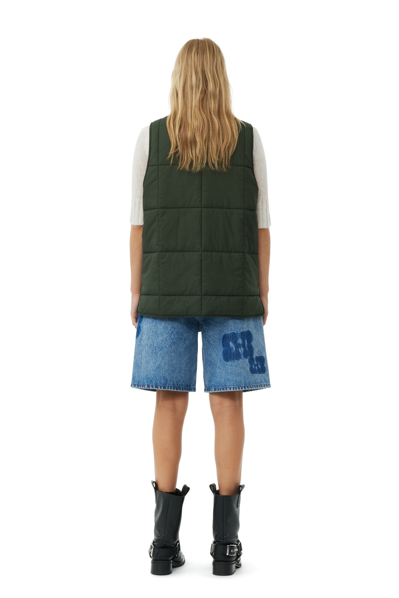 GREEN QUILT BOXY VEST - 5