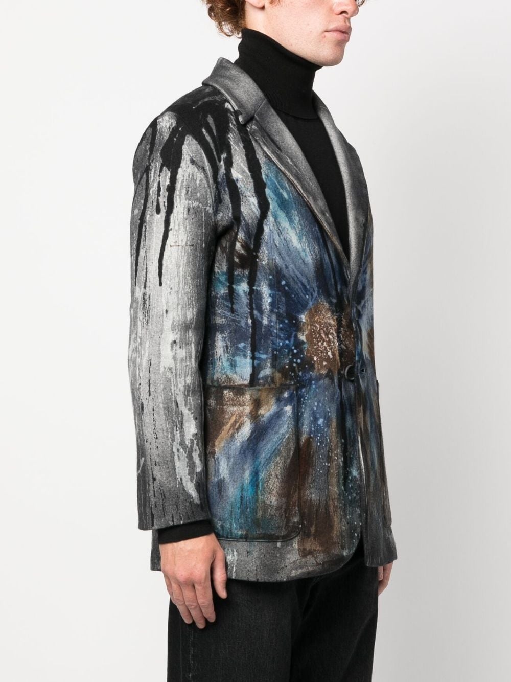 abstract-print single-breasted blazer - 3