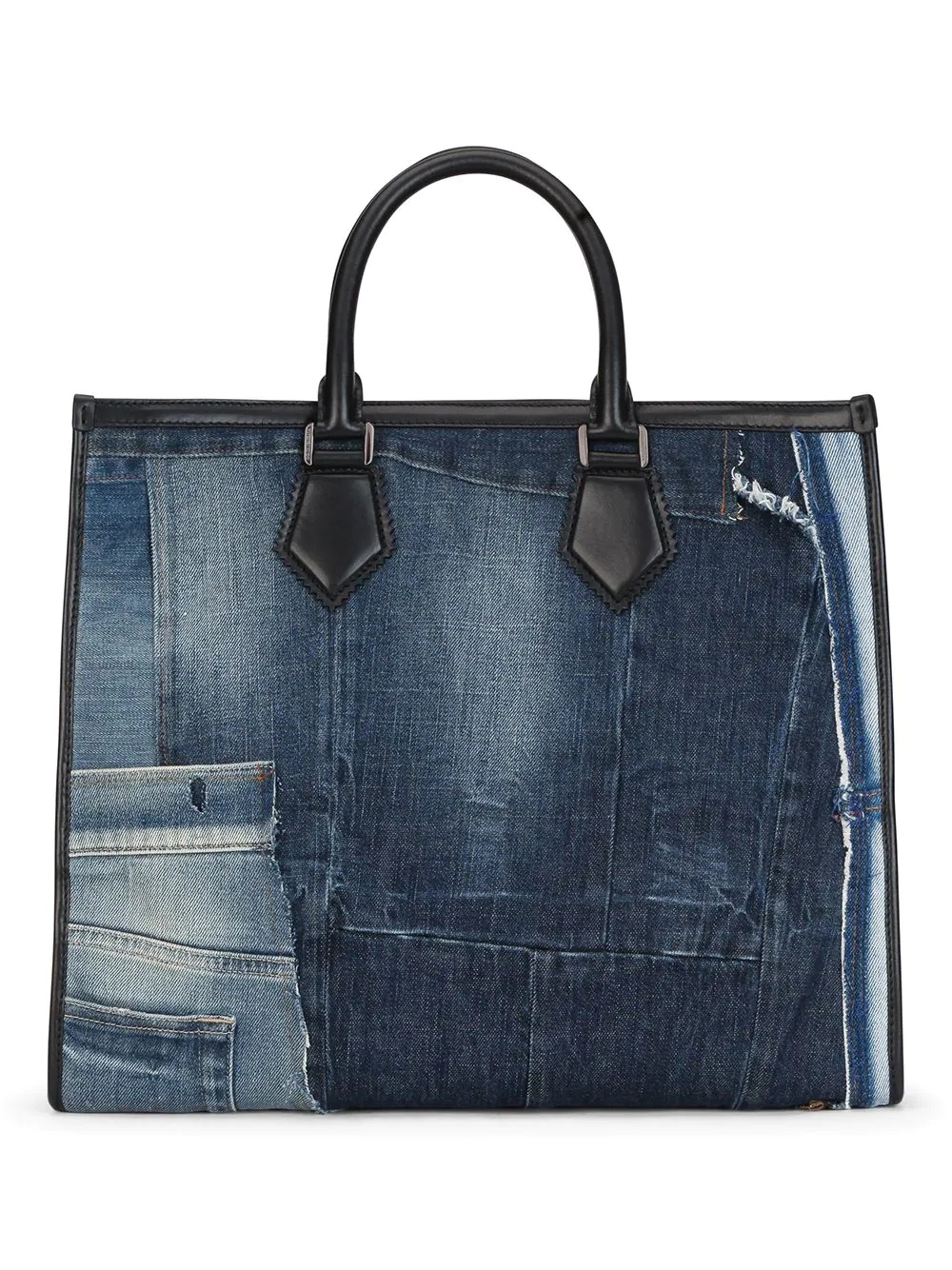 patchwork-design denim tote bag - 2