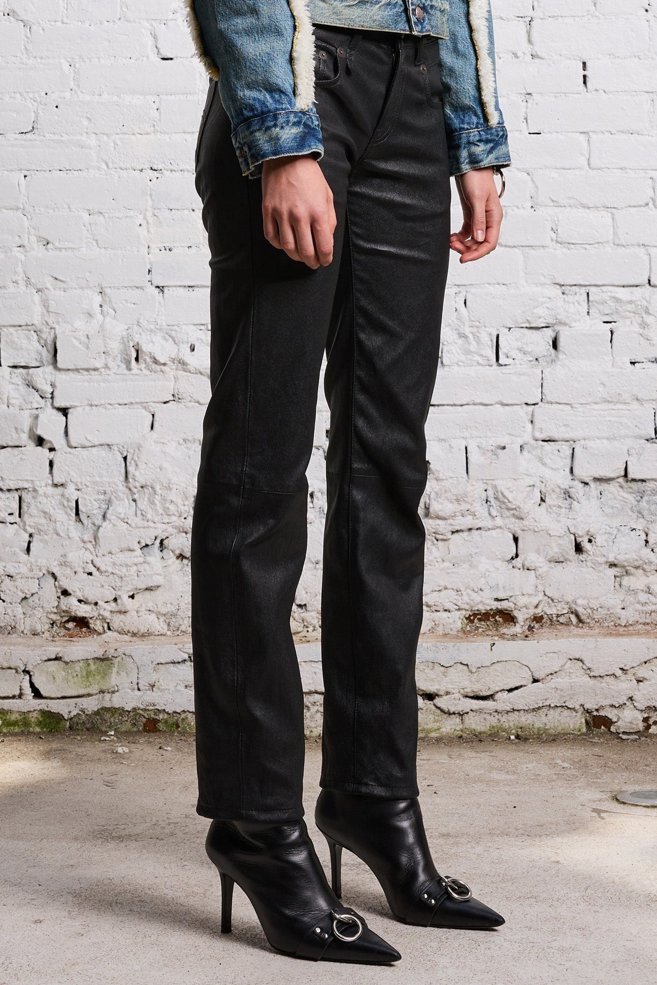 BOY STRAIGHT LEATHER PANT - BLACK - 5