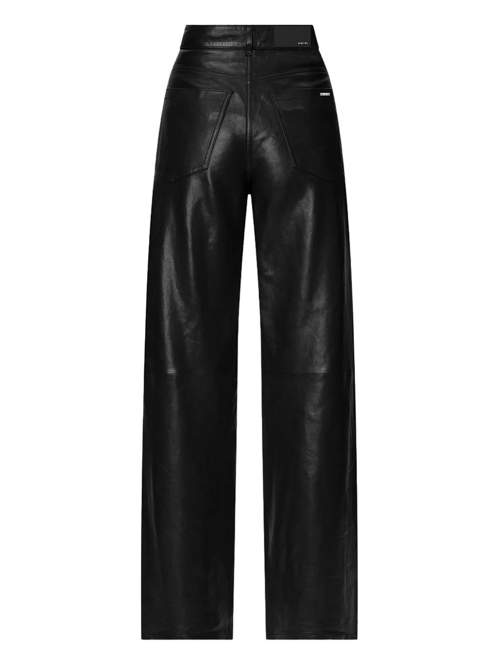 leather straight-leg trousers - 3