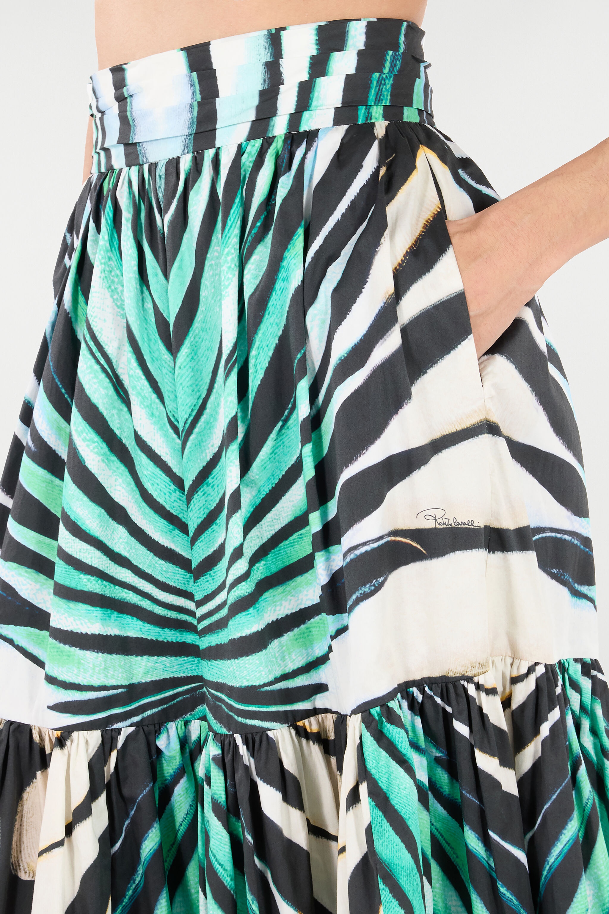 Ray Of Sea Print Cotton Midi Skirt - 7