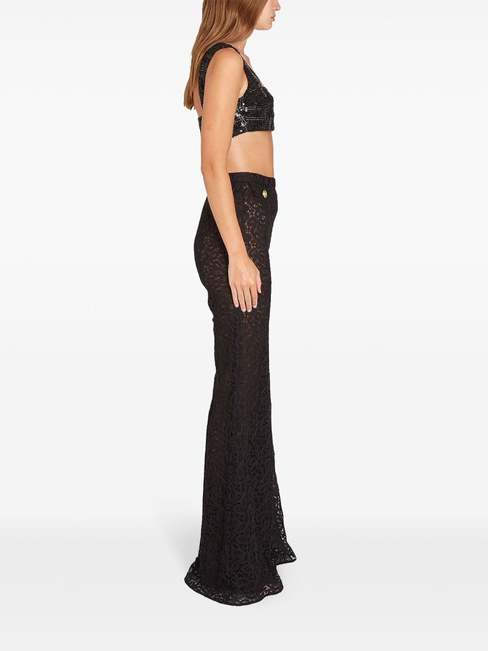 lace flared trousers - 3