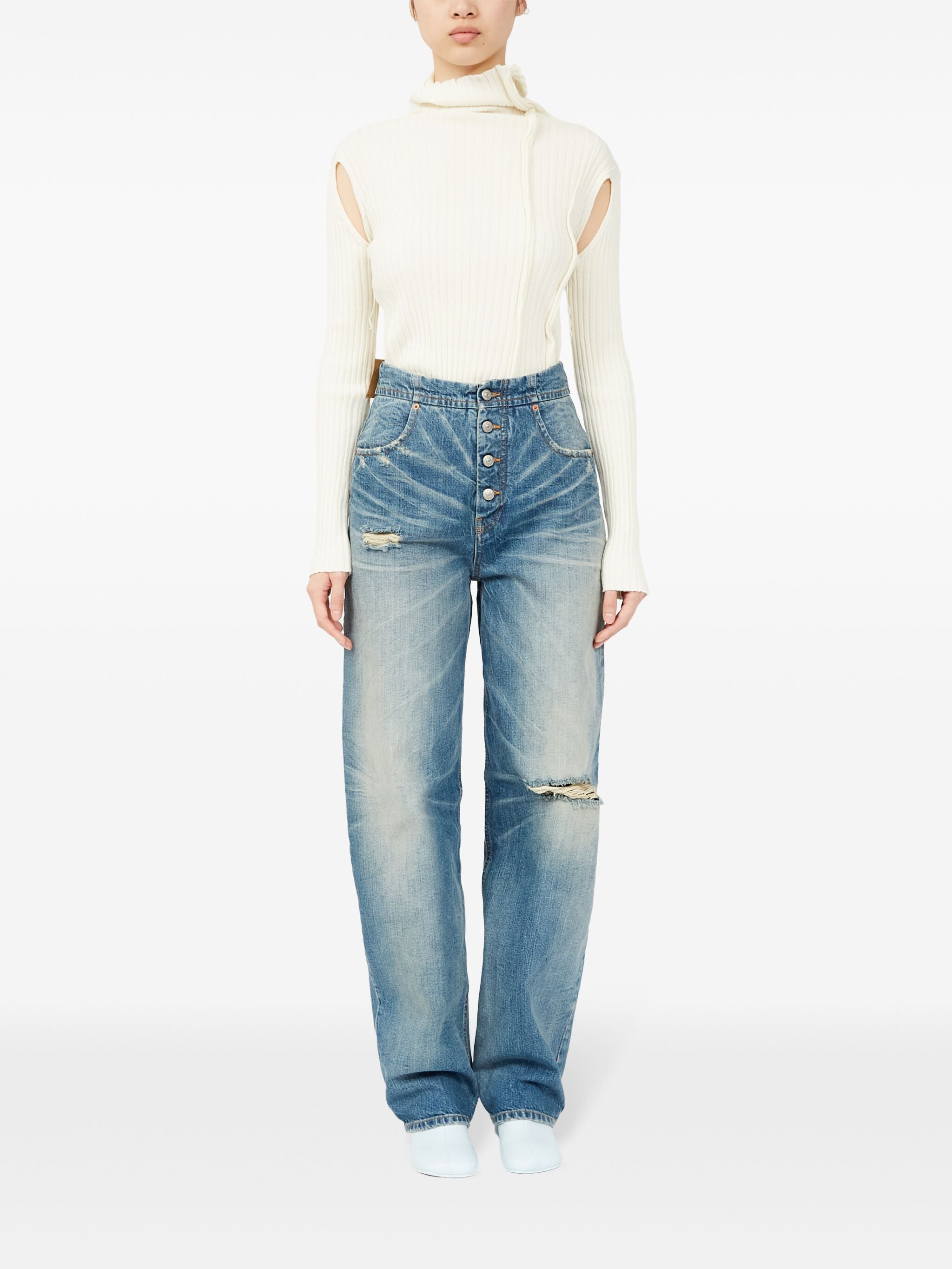 Distressed Straight Jeans - 3