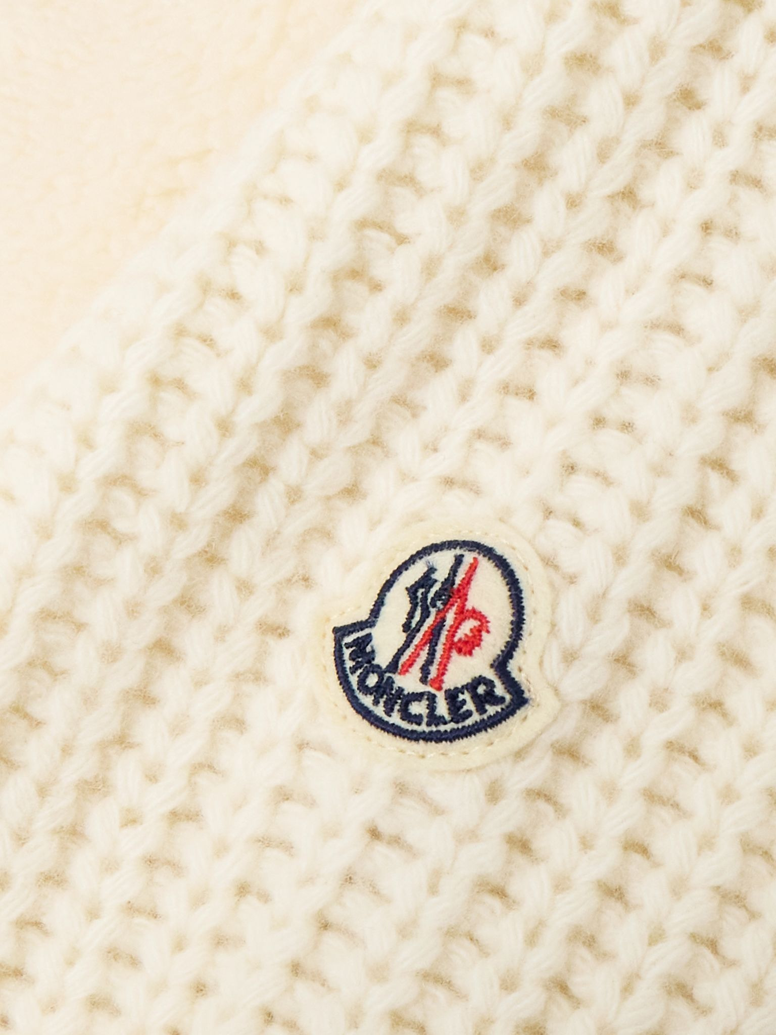 Hooded fleece and ribbed wool jacket Cream - 4