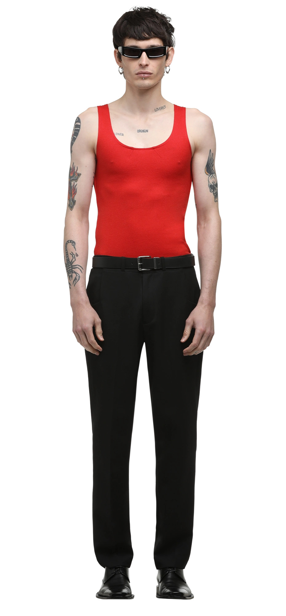 STRETCH WOOL TANK RED - 4