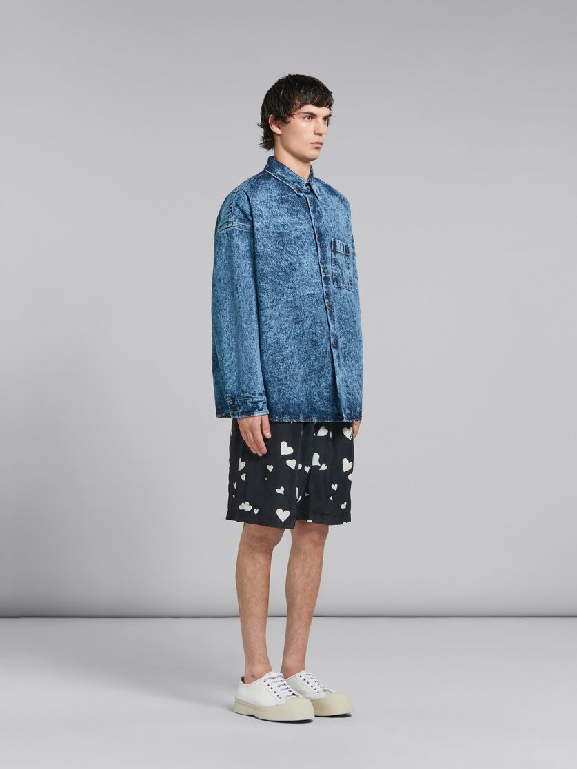 BLUE MARBLE-DYED DENIM SHIRT - 5