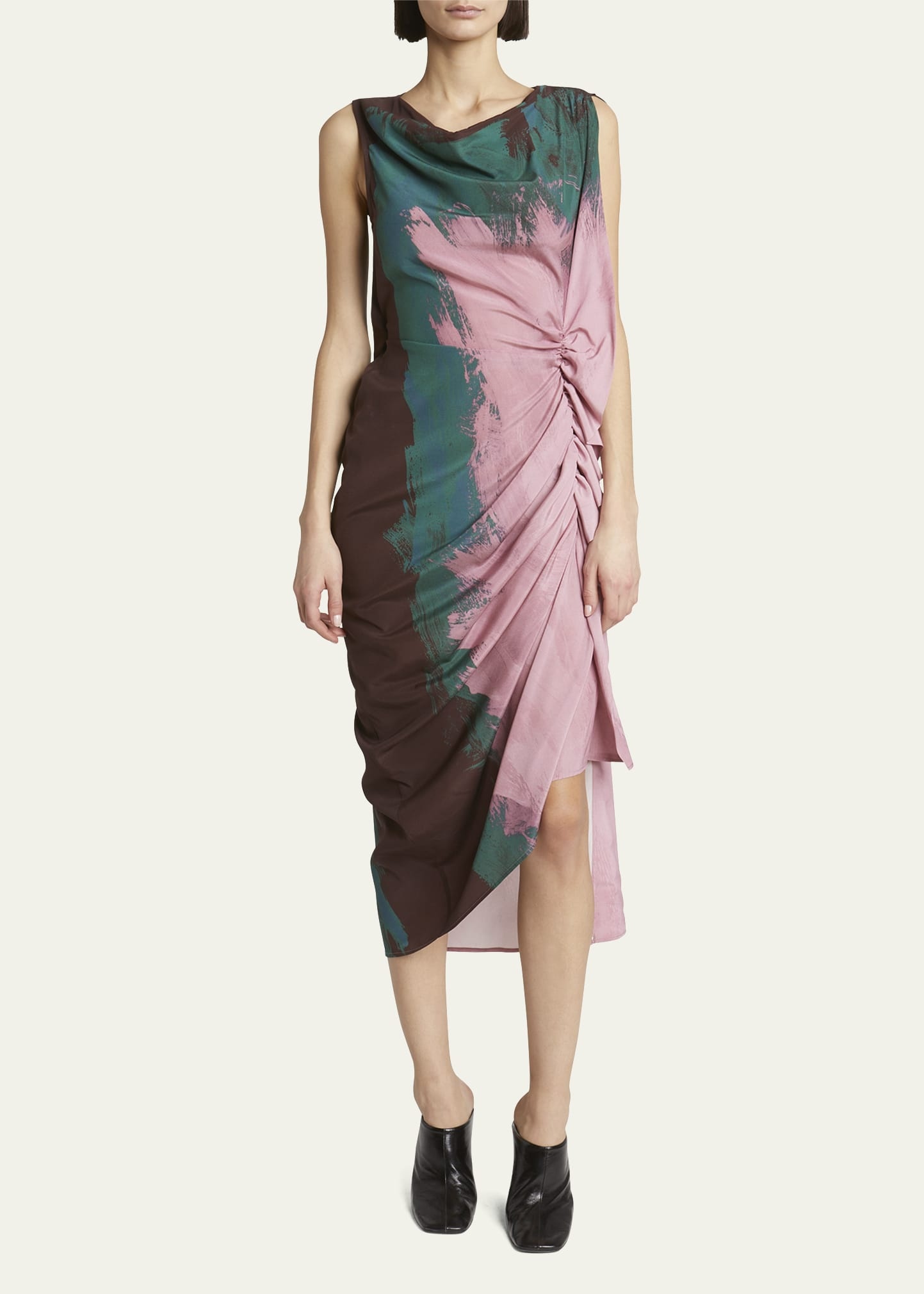 Dinam Draped Printed Midi Dress - 2