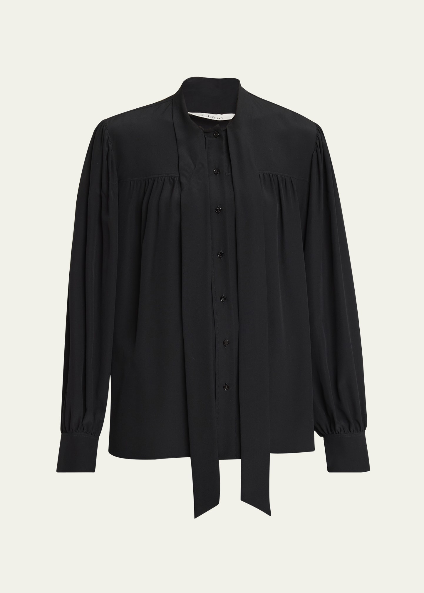 Organic Silk Crepe De Chine Neck-Scarf Blouse - 1