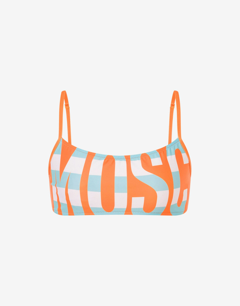 STRIPED LETTERING LOGO BANDEAU BIKINI TOP 1
