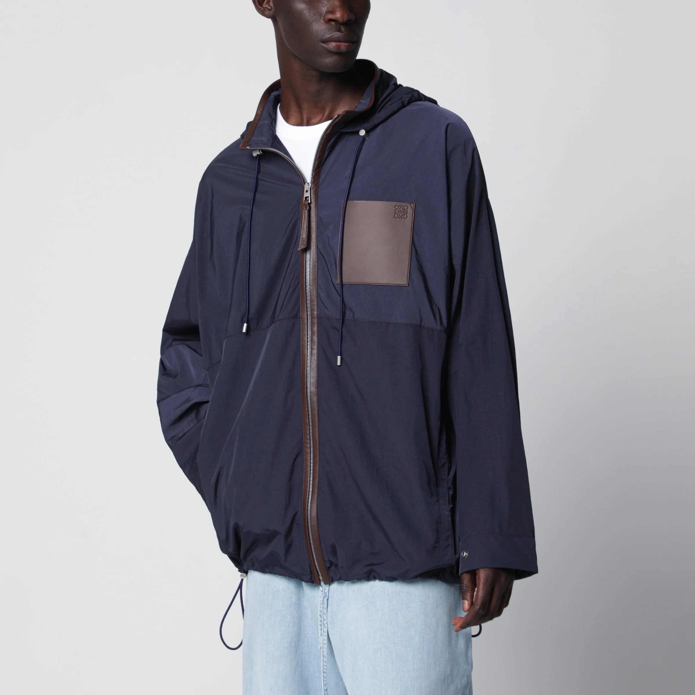 Navy technical micro-ripstop hooded jacket - 1