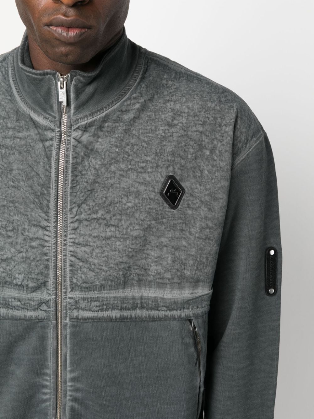 zip-up washed-cotton sweatshirt - 5
