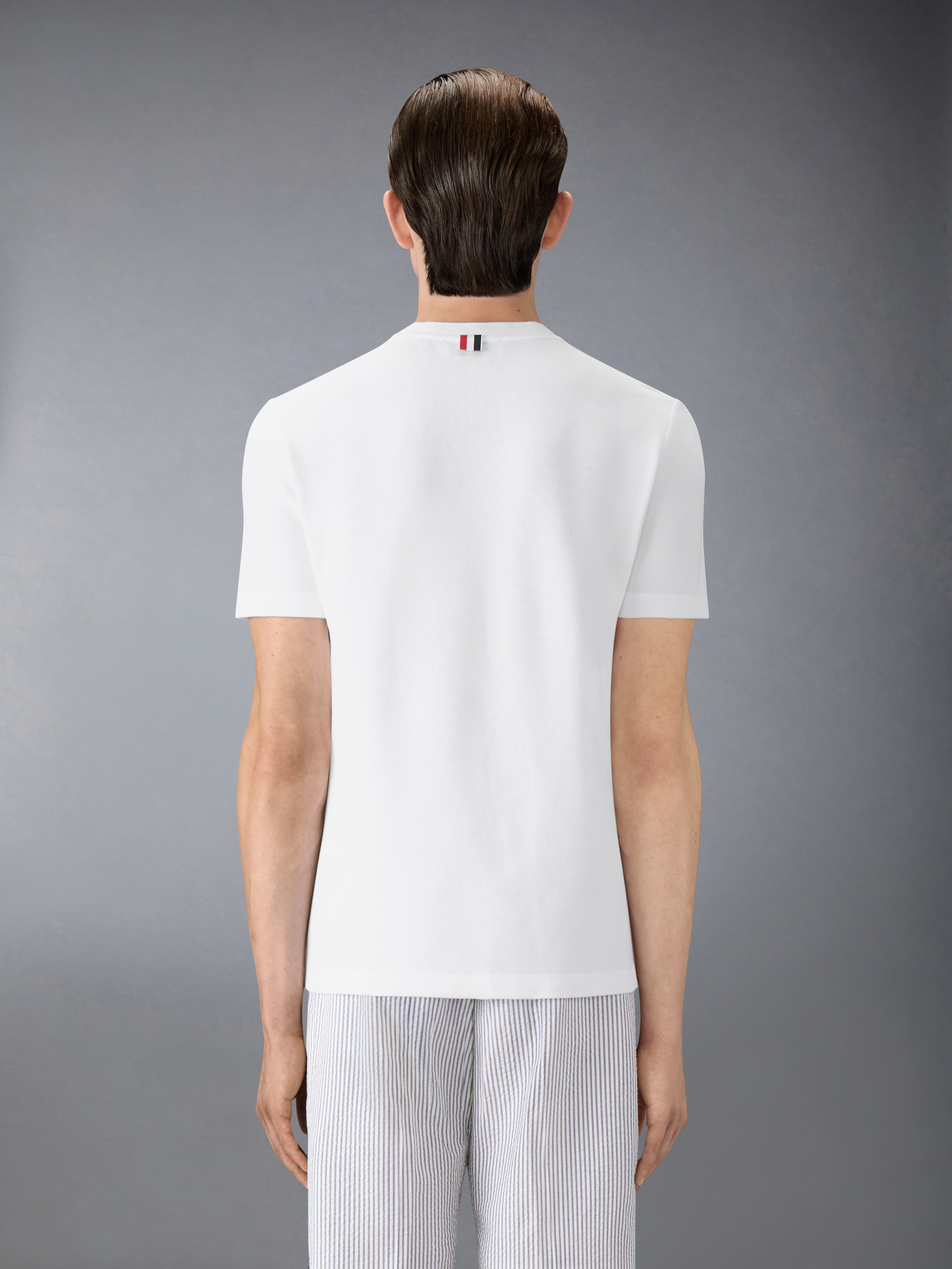 White Classic Pique Rib Side Insert 4-Bar T-shirt - 3