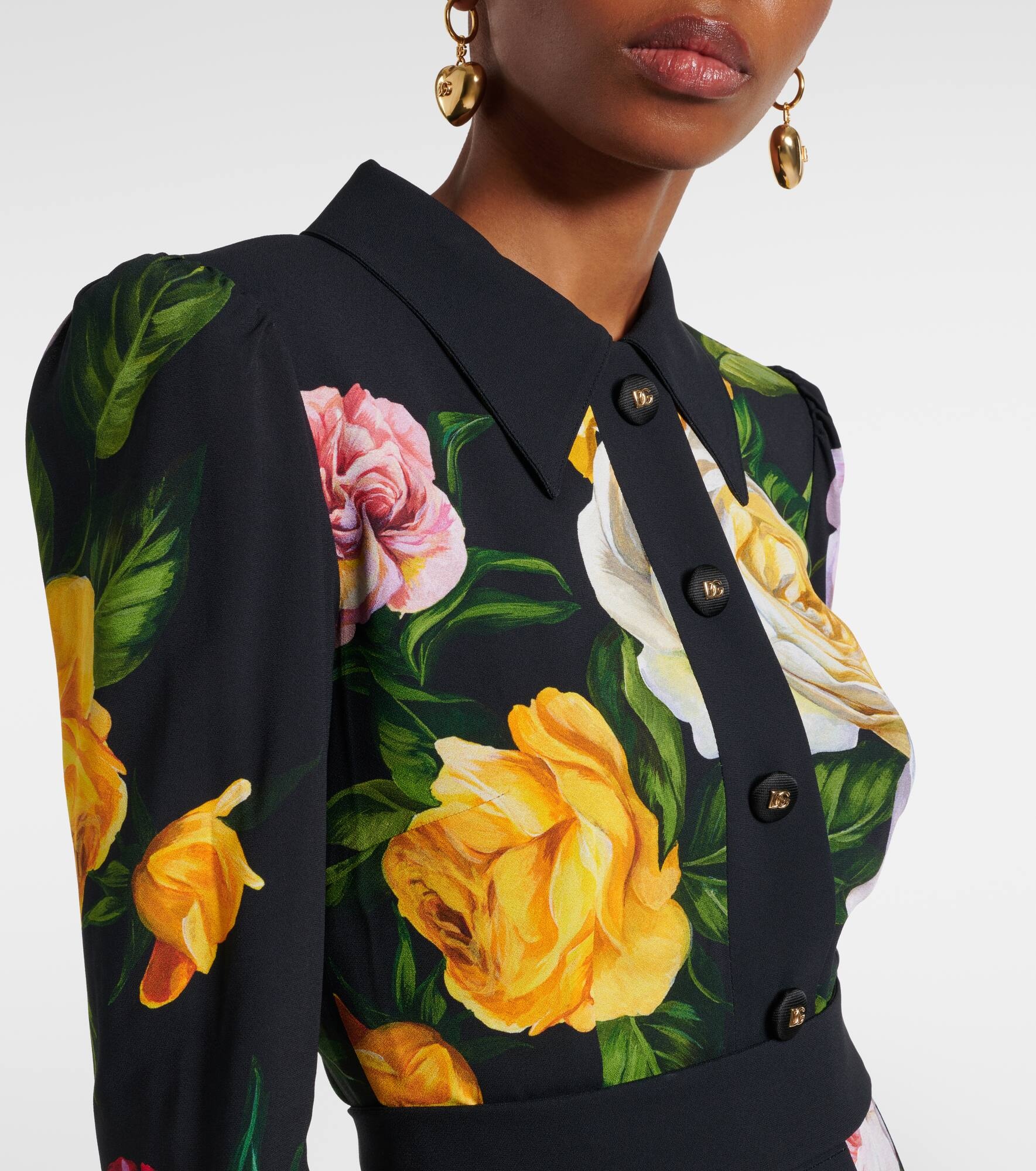 Longuette floral cady shirt dress - 4