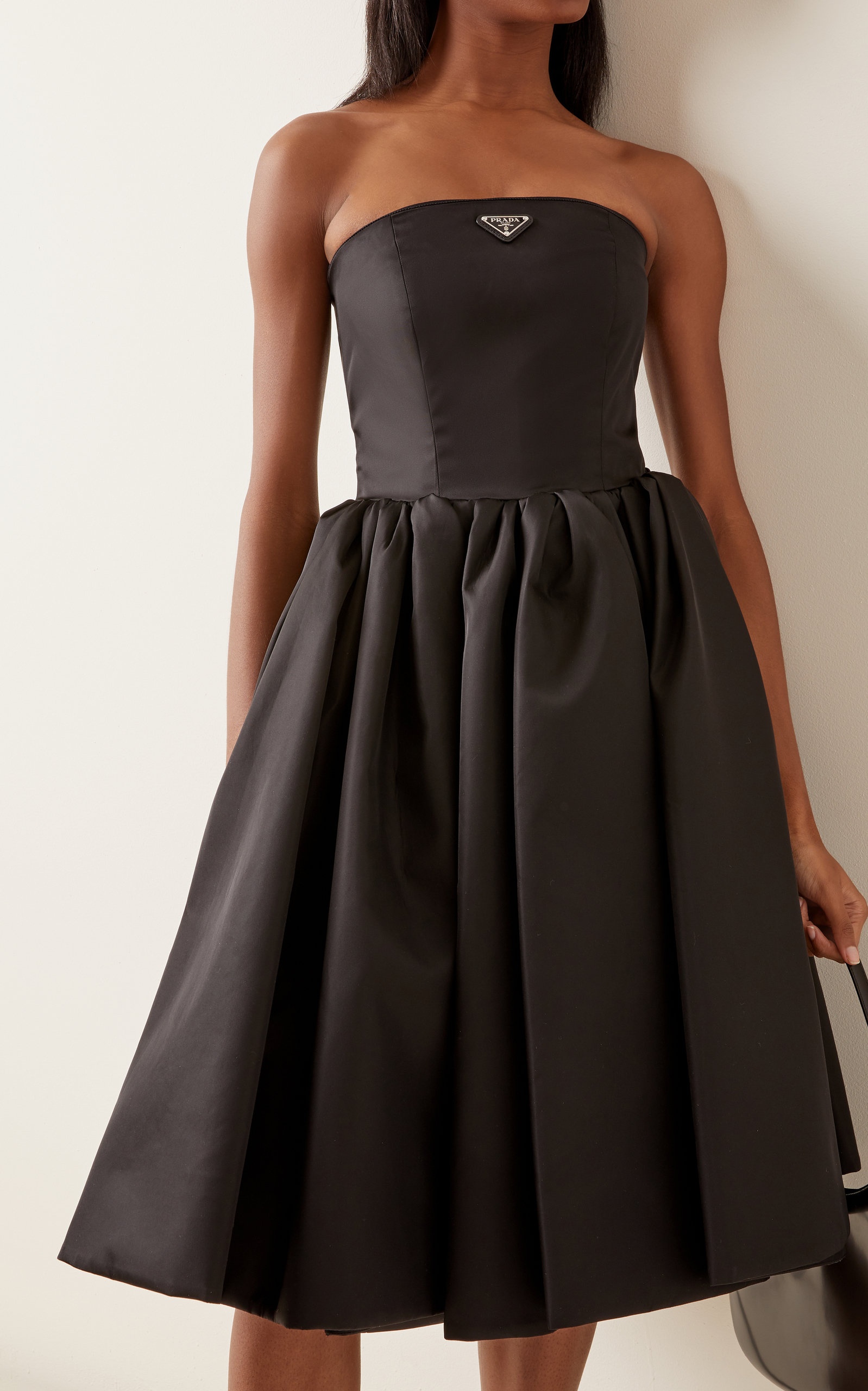 Logo-Detailed Nylon Gabardine Strapless Midi Dress black - 2