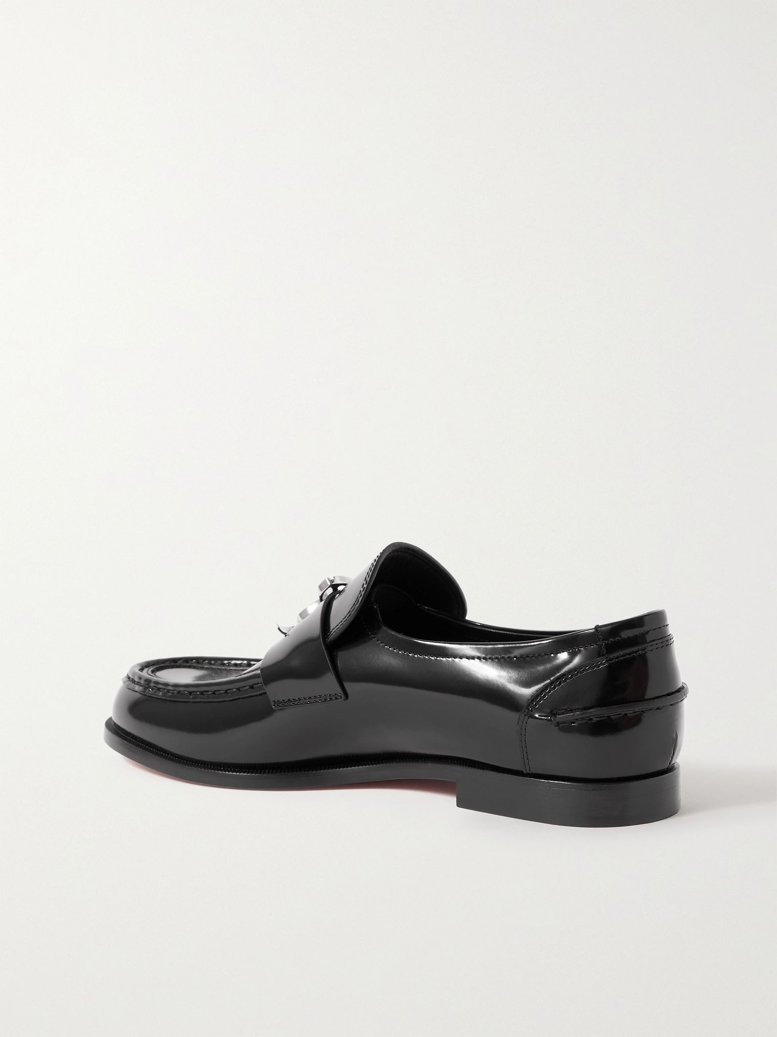 CL Moc embellished glossed-leather loafers Black - 3