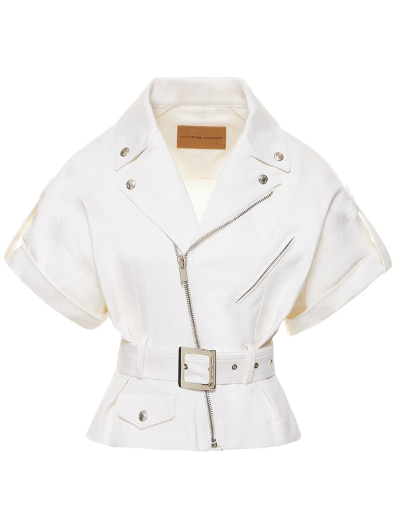 Denim zip jacket w/ belt - 1