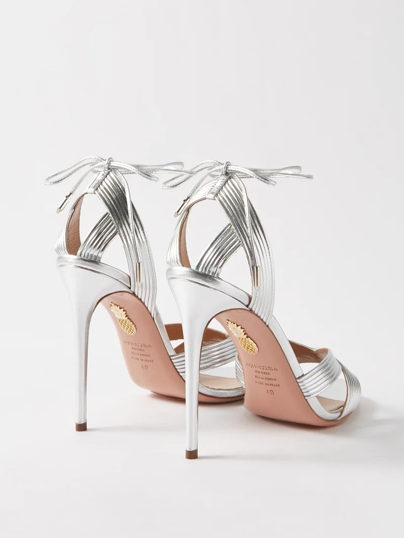 AQUAZZURA The Spy 105 mesh-paneled snake-effect leather