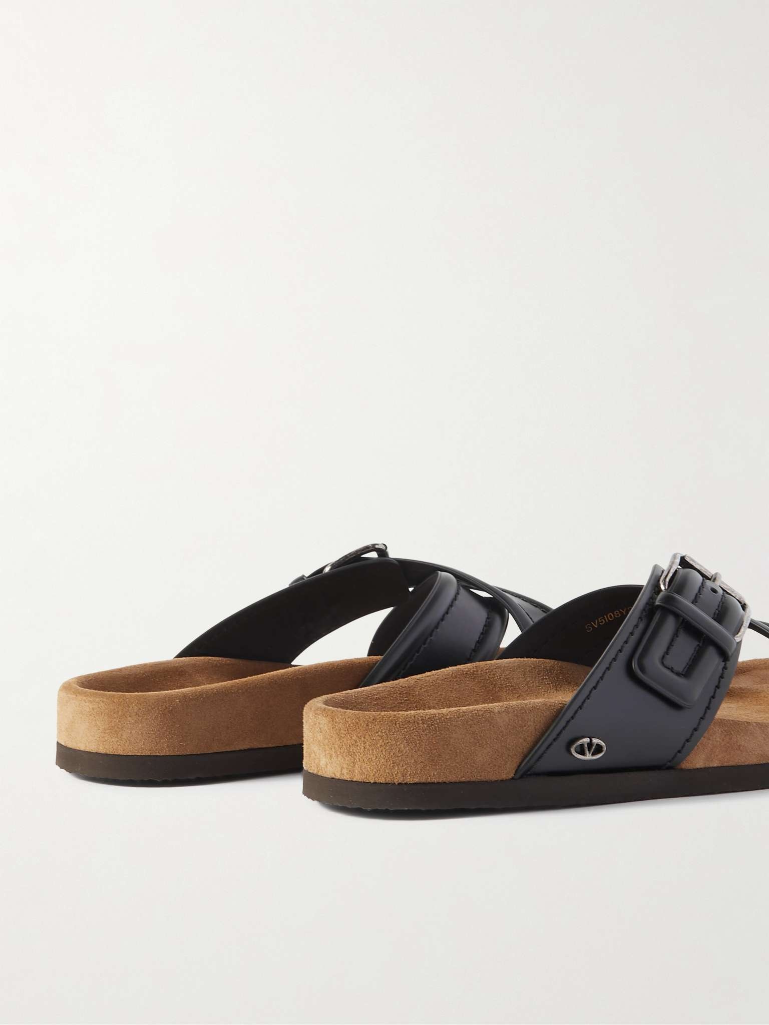 Buckled Logo-Embellished Leather Slides - 5