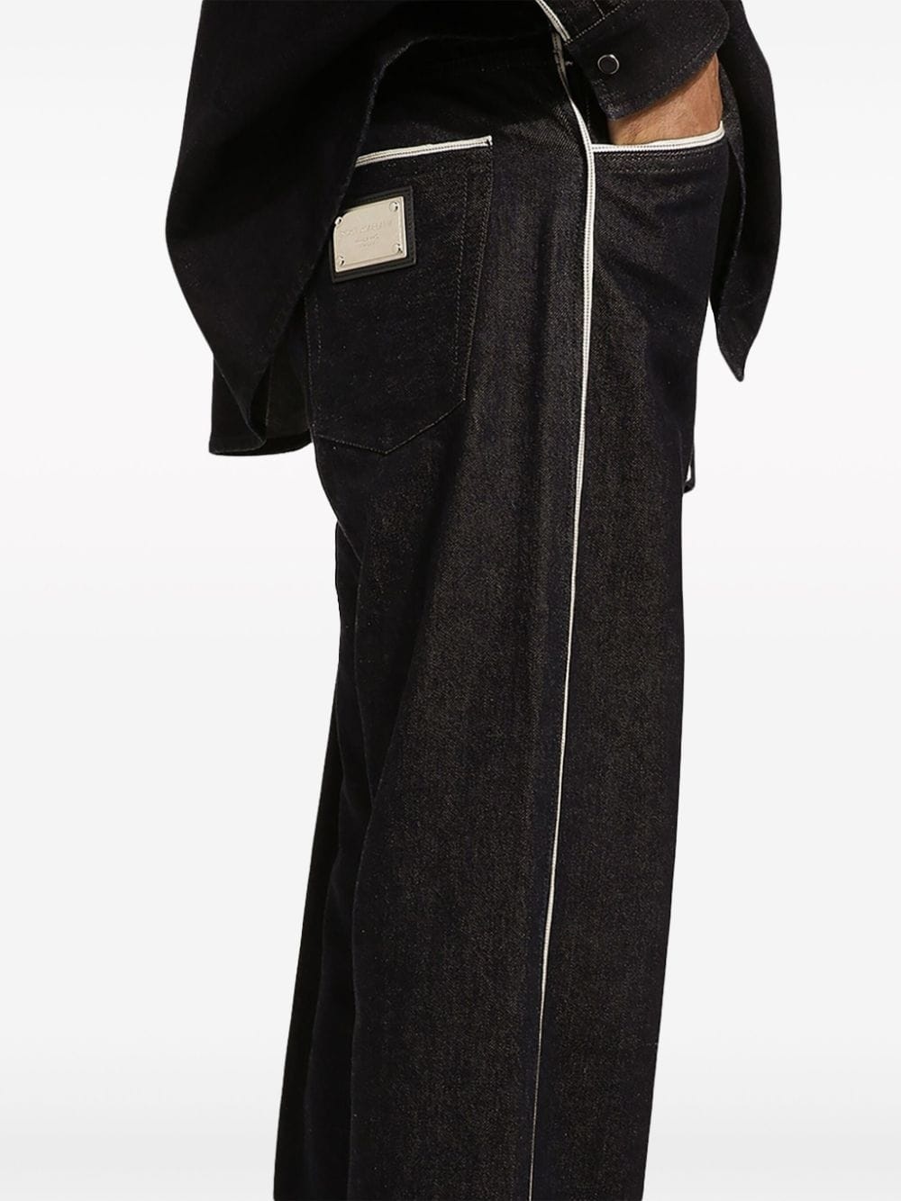 piped straight-leg jeans - 5