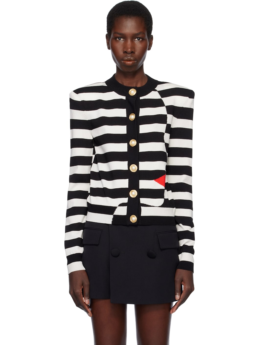 Black & White Knit Marinière Face Cardigan - 1