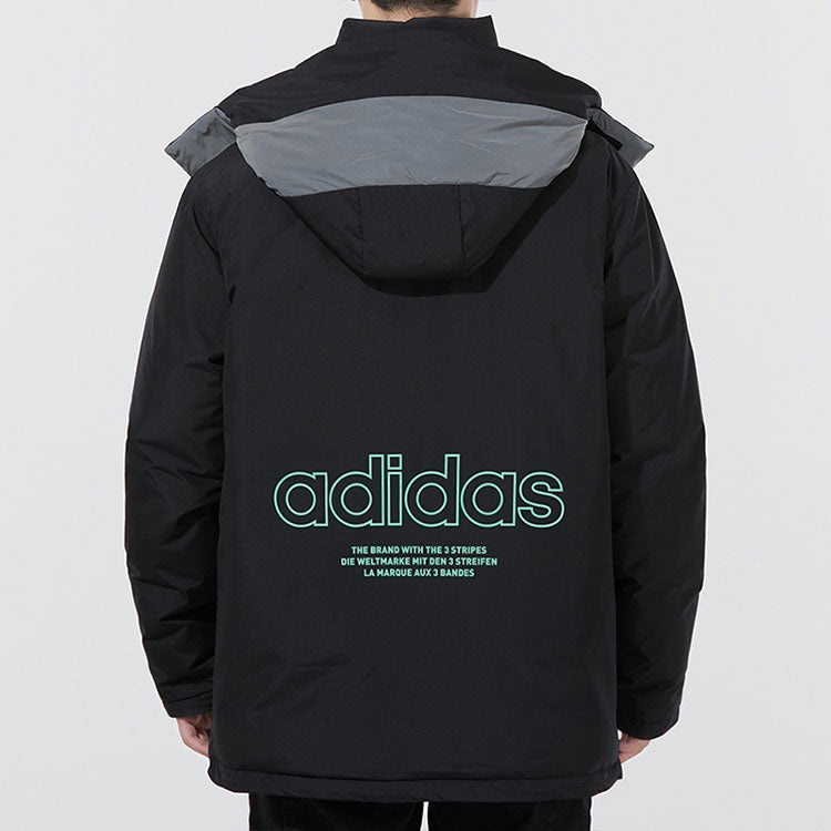 adidas originals Innov Fab Downj Casual Stay Warm Sports hooded down Jacket Black H66017 - 4