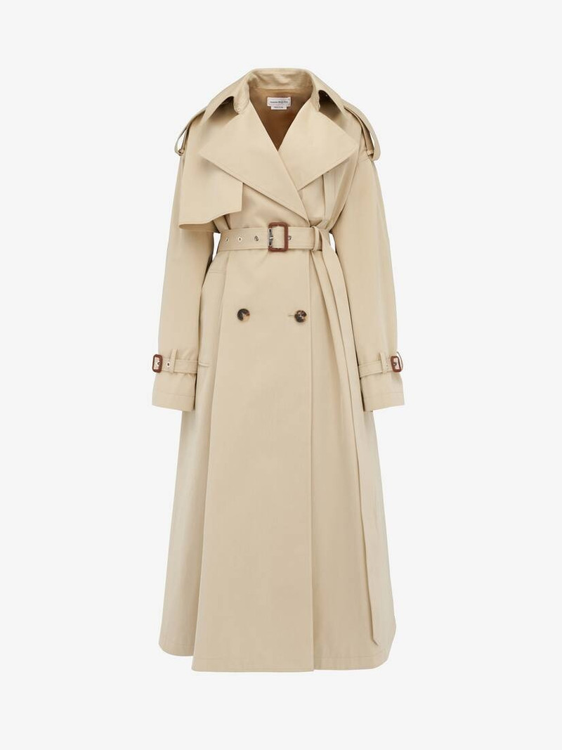 Alexander McQueen Women's Military Trench Coat in Pale Beige outlook