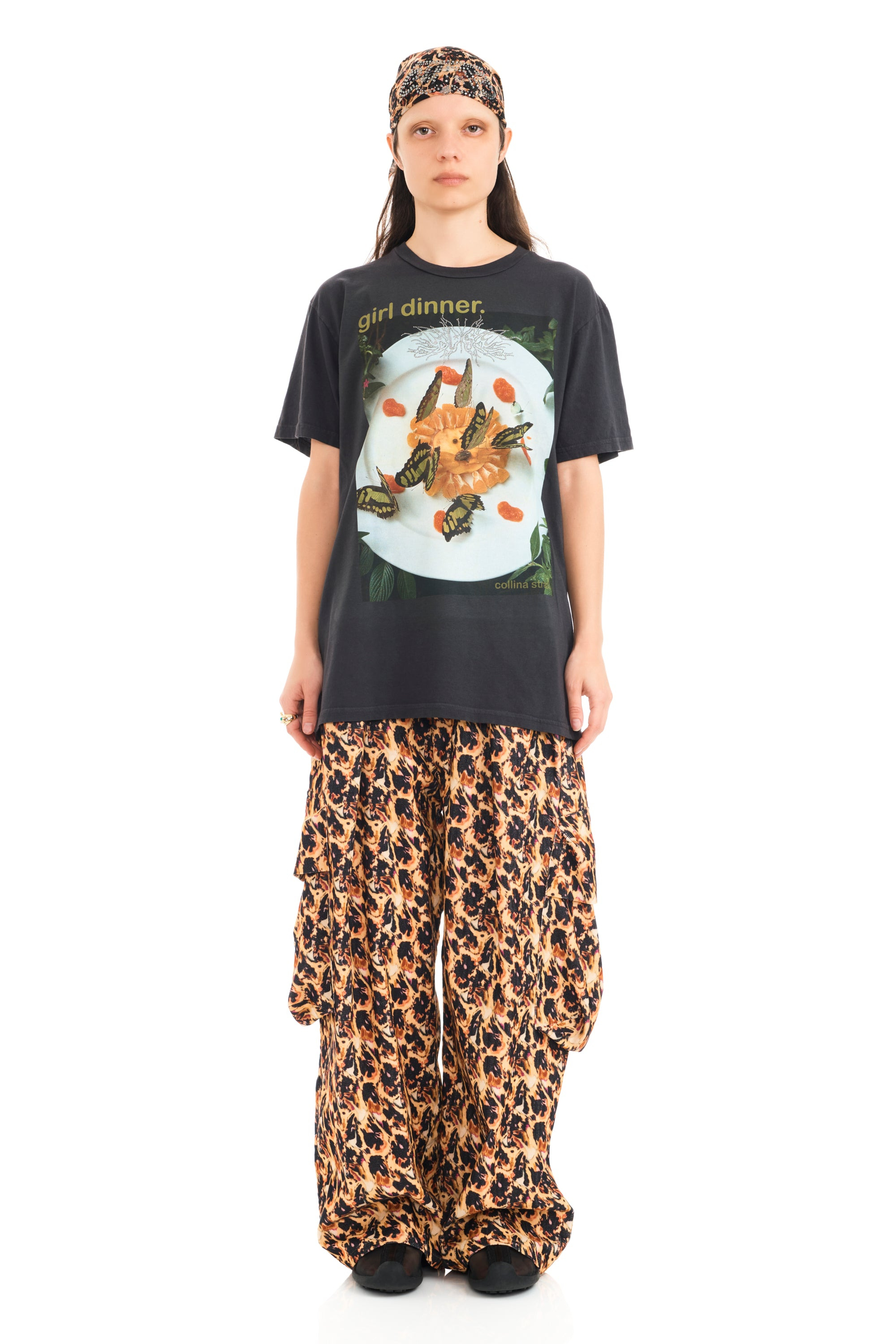 GIRL DINNER RHINESTONE GRAPHIC TEE - 2
