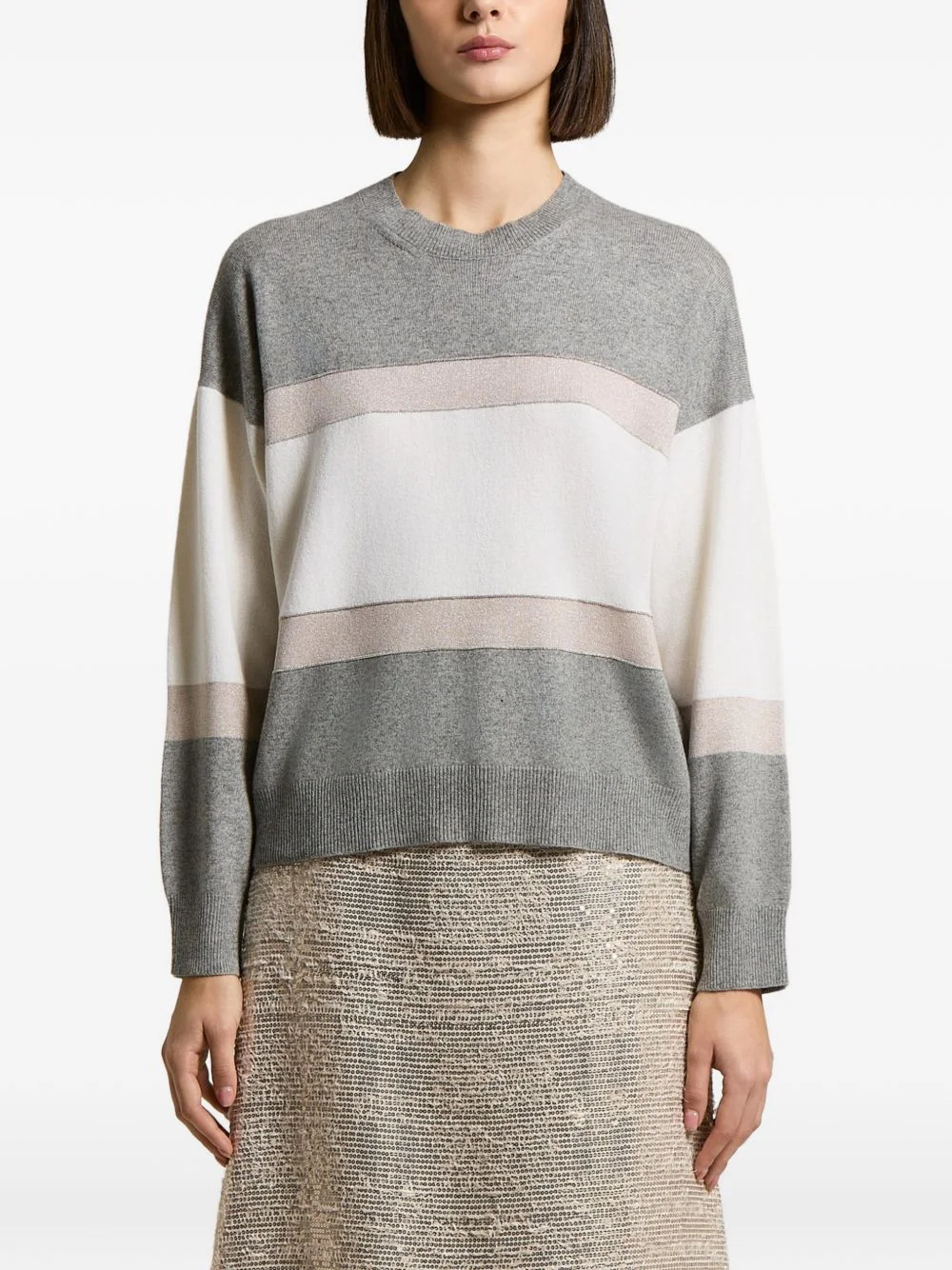 striped crew-neck sweater - 1