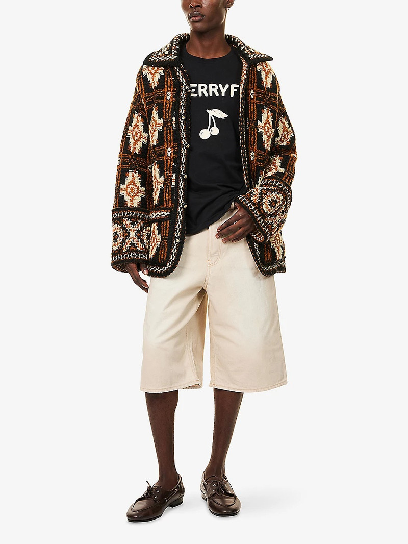 Valentino Cherry-Print Crewneck Cotton-Jersey T-Shirt outlook