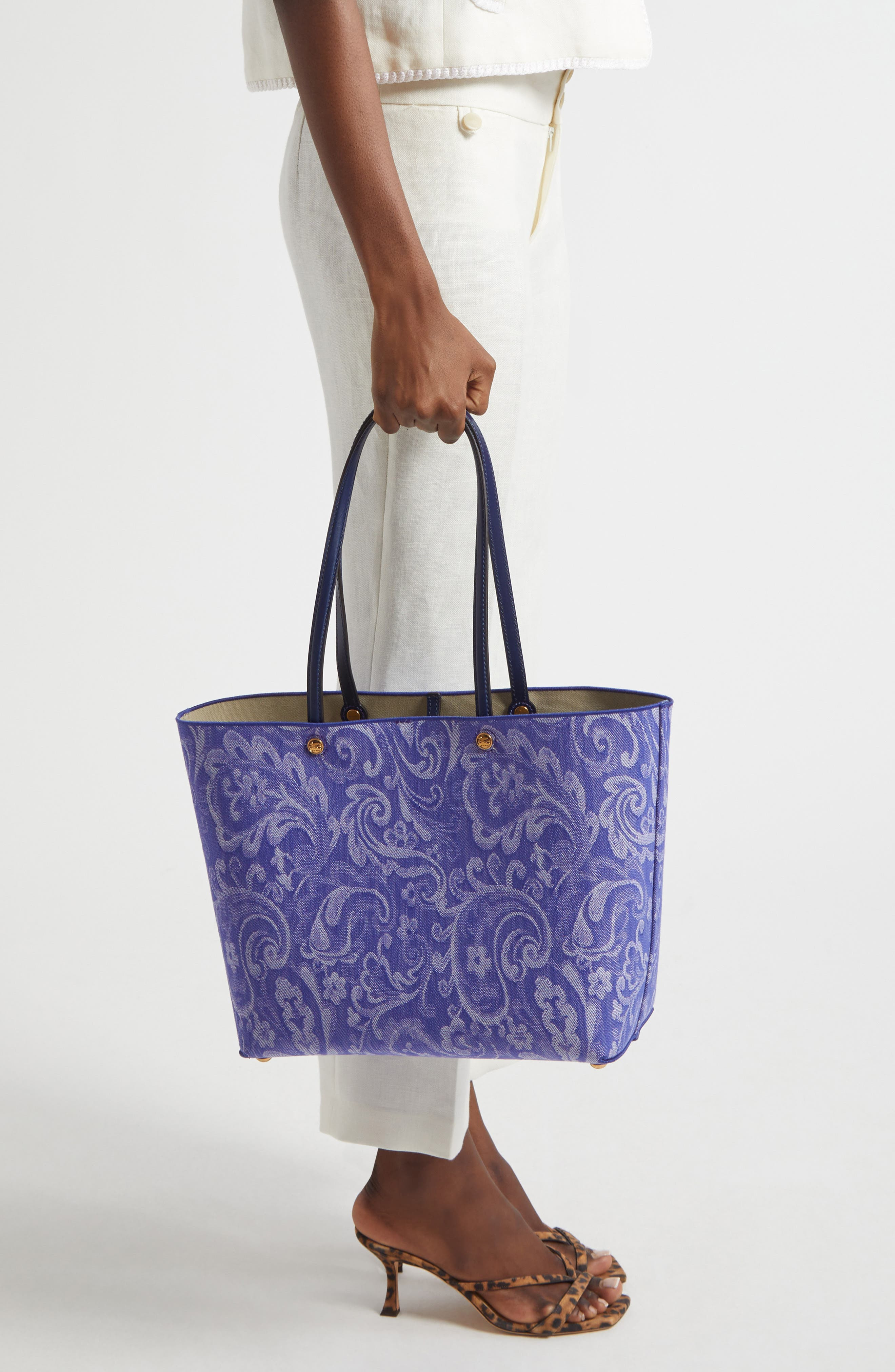 Etro Medium Essential Canvas Shopper in S9880 Multicolour/Pale Blue at Nordstrom - 3