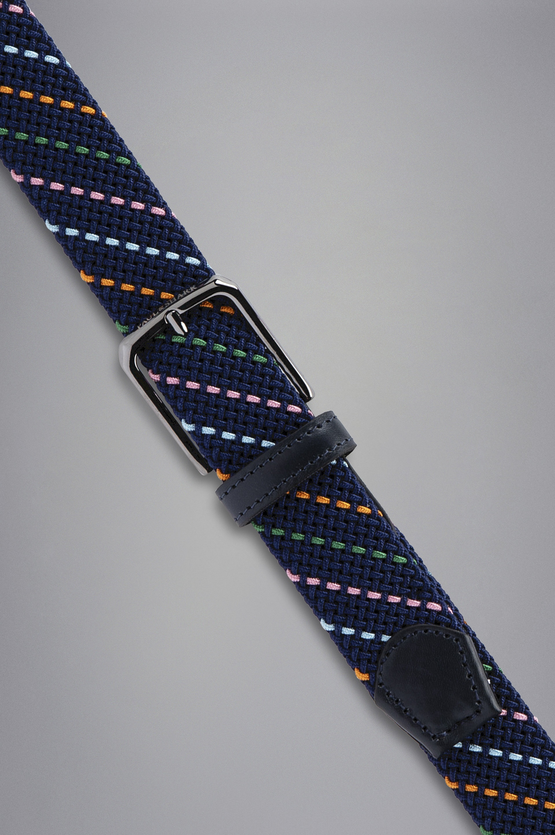 LEATHER TRIMMED WOVEN ELASTIC BELT - 2