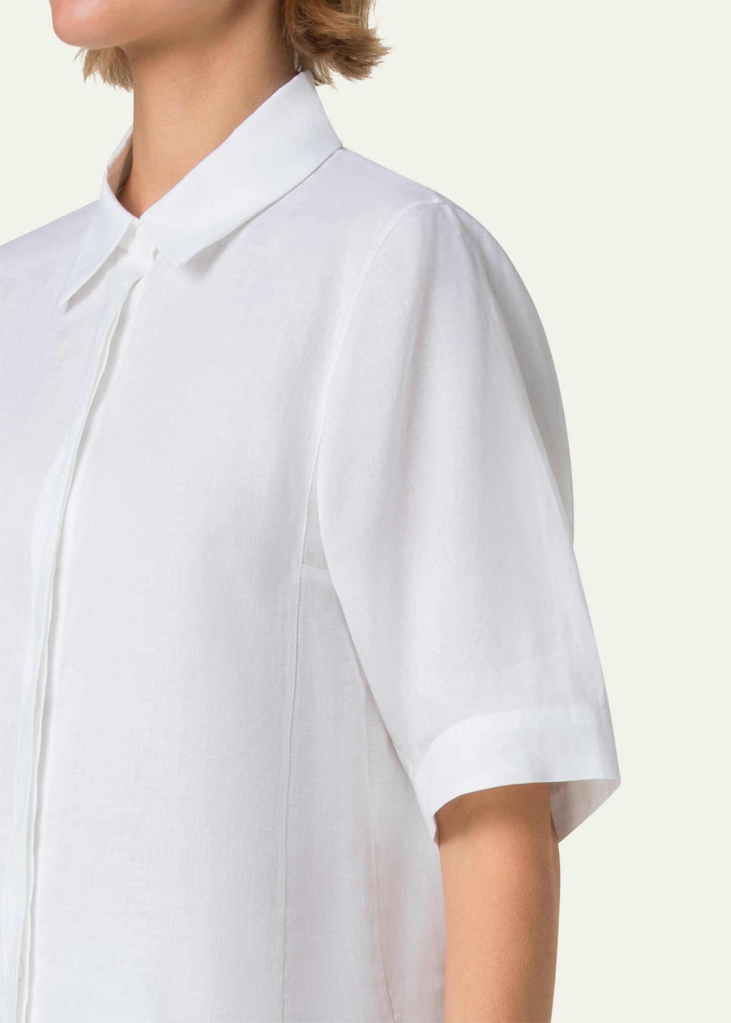 Linen Short Sleeve Blouse - 5