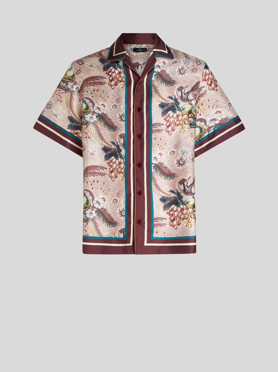 PRINTED SILK BOWLING SHIRT - 1