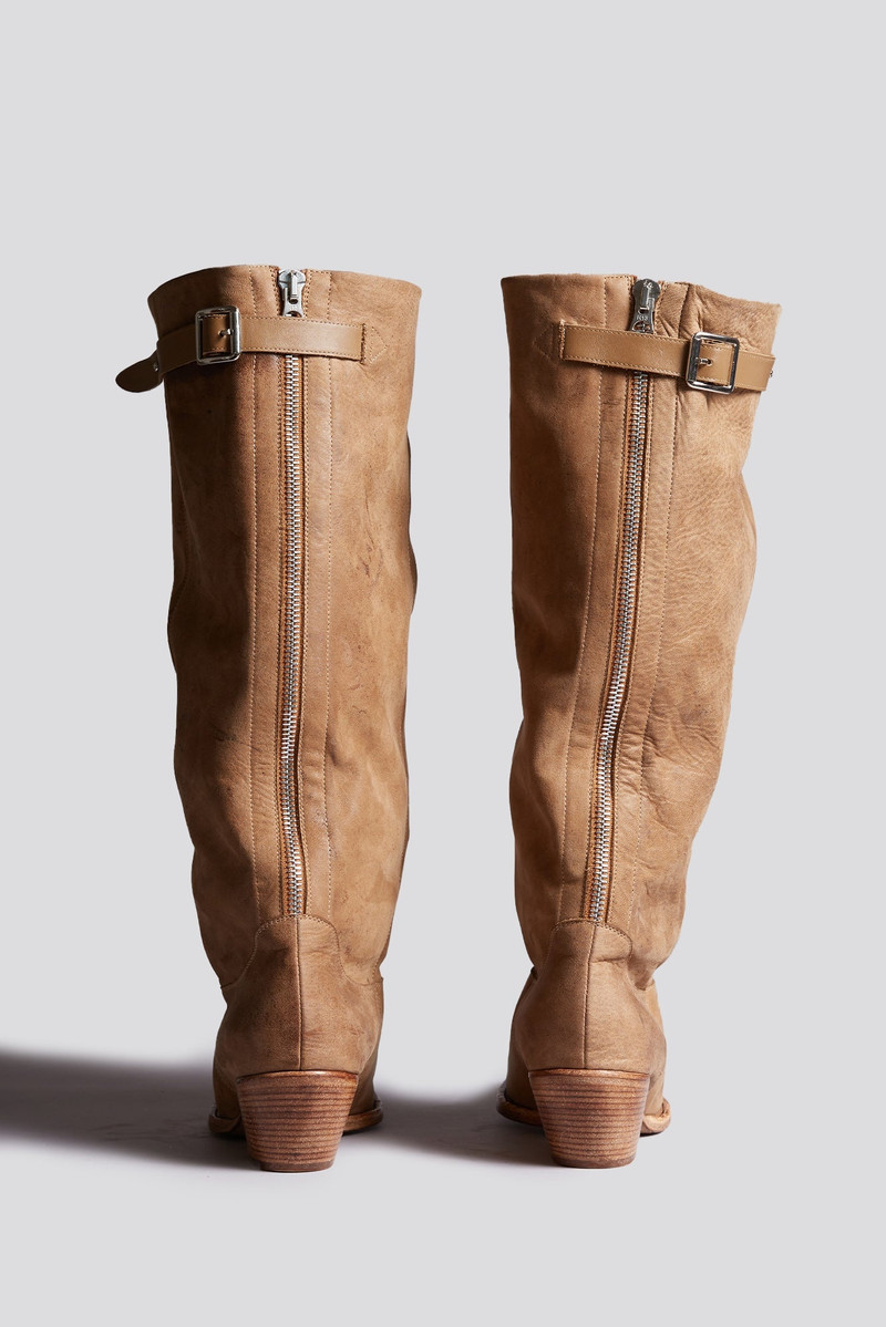 SLOUCH COWBOY BOOT - LIGHT BROWN (HORSE HIDE) - R13 4