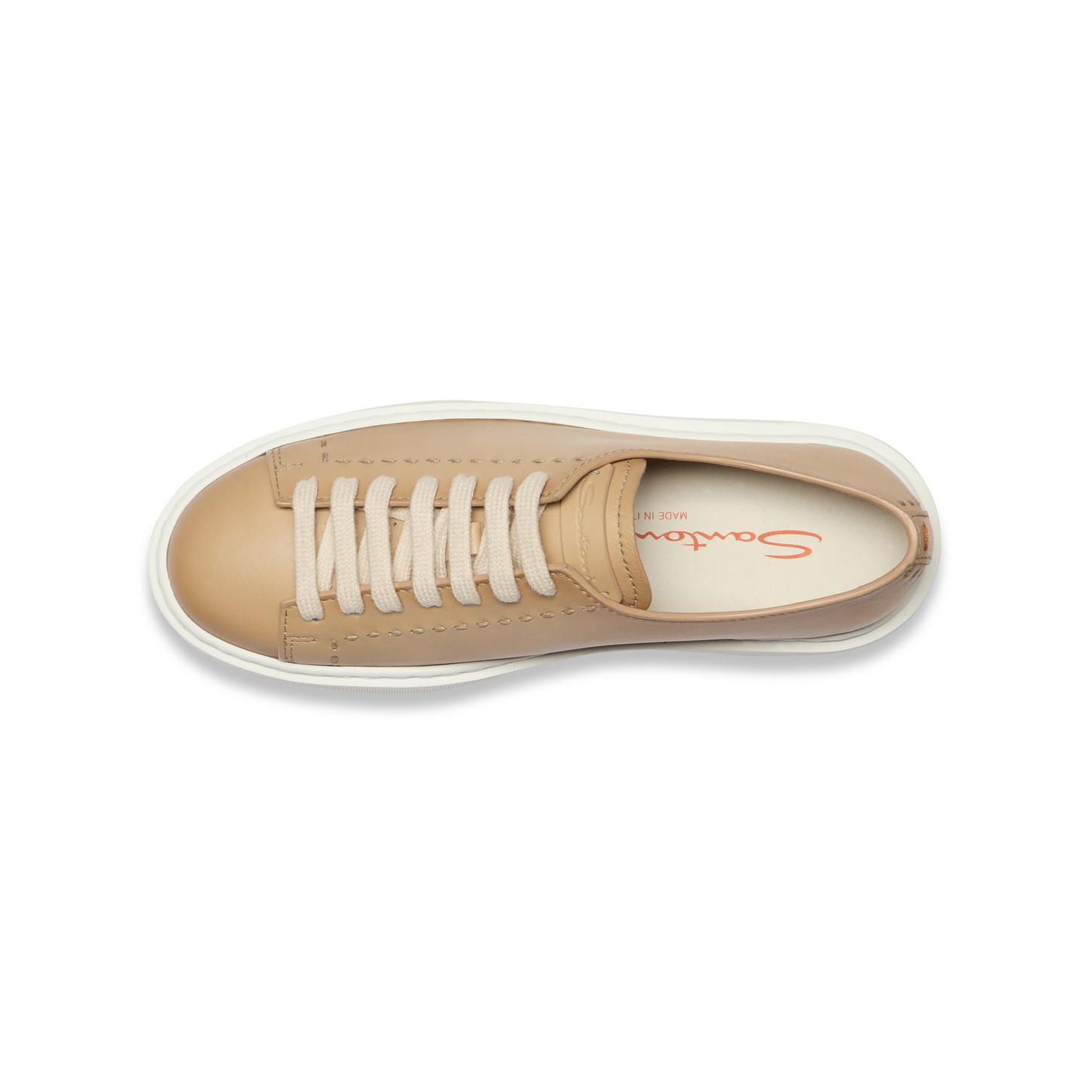 Women's light brown leather sneaker - 5