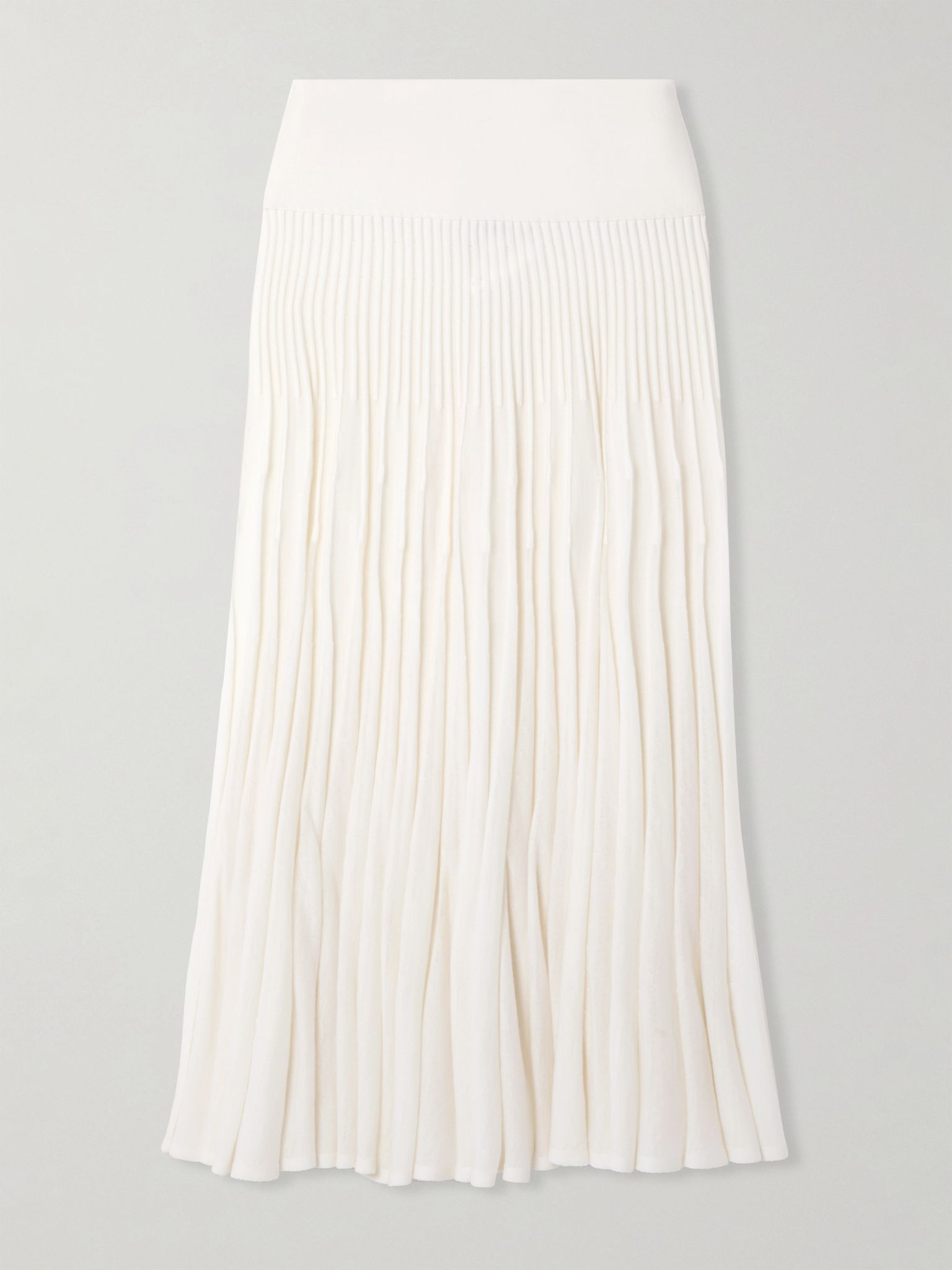 Pleated wool midi skirt White - 1