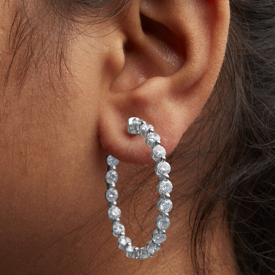 Haus Of Brilliance - Haus of Brilliance 14K White Gold 5.00 Cttw Lab Grown Diamond Inside-Out Hoop Earring - 5