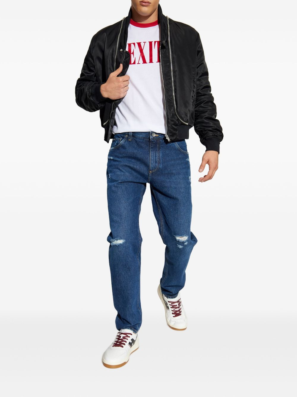 Exit-print  ringer T-shirt - 2