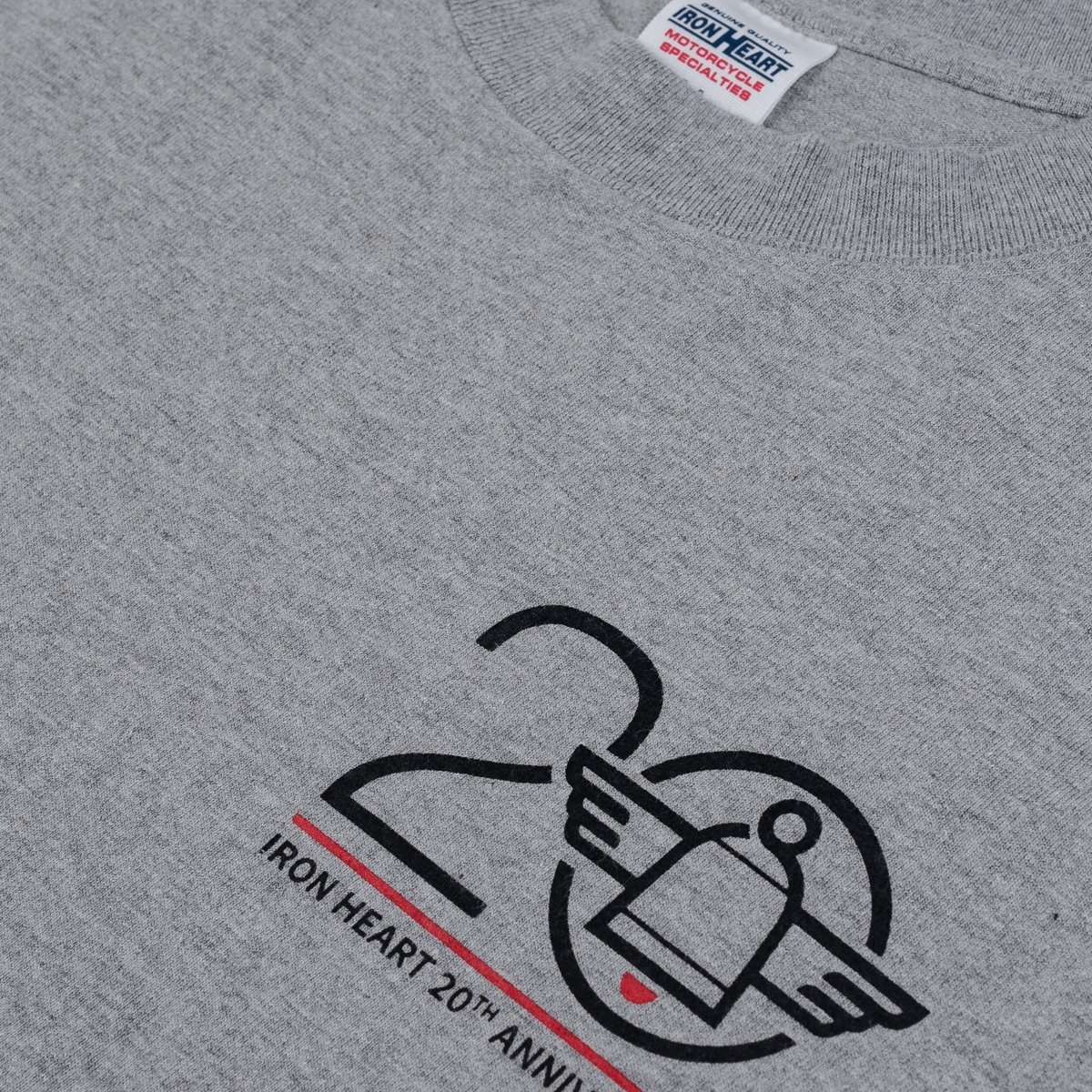 7.5oz Printed "20th Anniversary" Loopwheel Crew Neck T-Shirt - Grey - 8